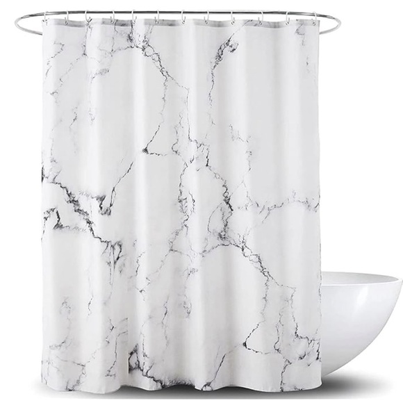Today’s Living Marble Elite Bath Shower Curtain Easy Care Fabric White Gray - Picture 1 of 13